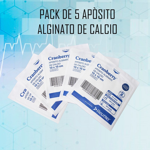 Imagen 2 de 6 de Apósito Alginato De Calcio 10x10 Cm - Pack De 5 Unidades