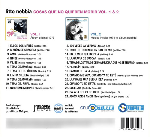Litto Nebbia - Cosas Que No Quieren Morir Vol. 1 & 2 - Cd
