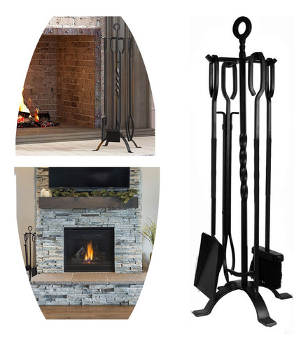 5kit Herramientas Para Parrilla Calefactores Chimeneas Bosca