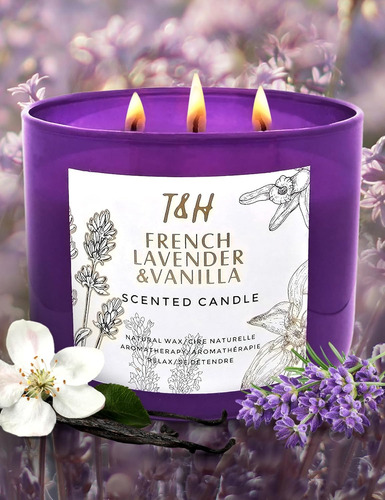 Vela De Aromaterapia De Vainilla Y Lavanda De 3 Mechas | Vel