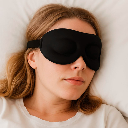 Mascara Antifaz 3d Para Dormir Ajustable Respirable Negro Liso