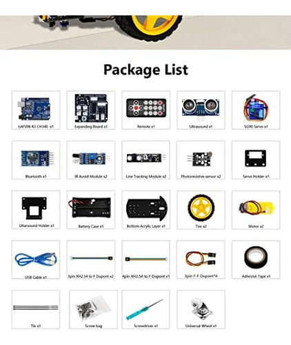 Kit De Chasis De Coche Robot Inteligente 2wd Módulo Ultrasón