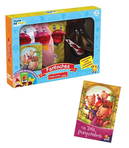 Fantoche E Livro Três Porquinhos Brinquedo Educativo