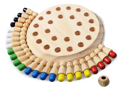 Juego De Memoria De Ajedrez En Madera – 24 Fichas De 6 Colores – Ideal Para Niños De 3 A 99 Años, Mejora Concentración Y Previene El Olvido