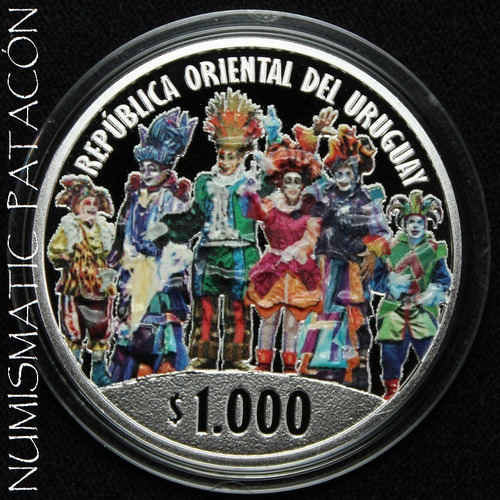 Moneda Plata Uruguay Murga Certificado Y Estuche - Proof