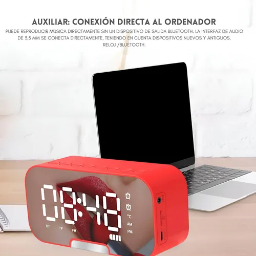 Radio Reloj Despertador Digital Parlante Bluetooth Y Espejo