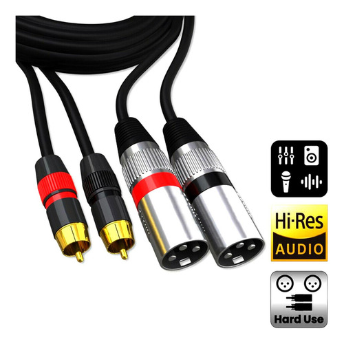 Cable Rca A Xlr Conexión De Audio Estéreo 2 Rca Macho A 1m