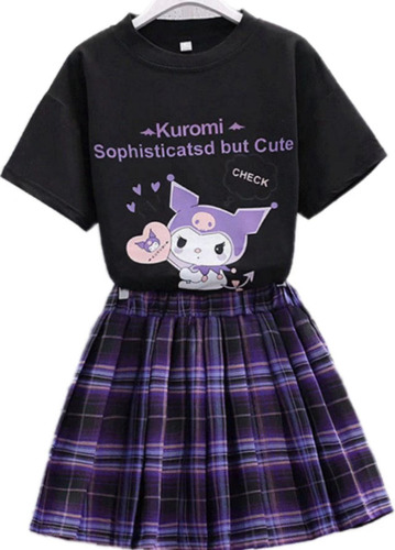 Traje Infantil De Manga Corta Con Falda Kuromi 2024