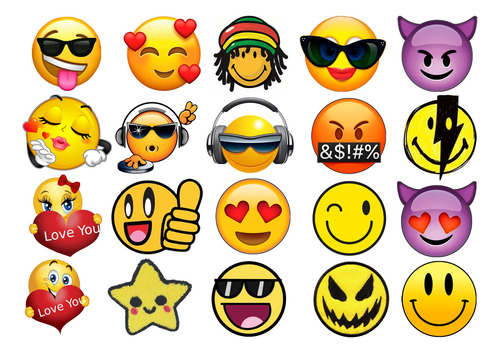 Emoji Carita Feliz Emoticons 20 Sticker Parches Lavables #83