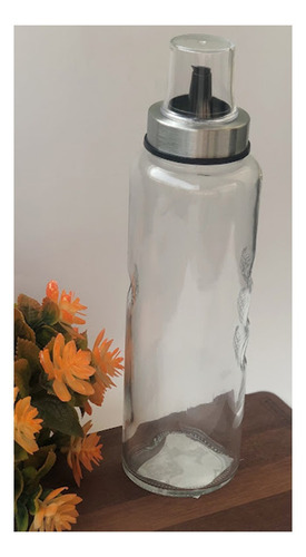Garrafa Porta Azeite Vinagre Vidro E Inox Com Dosador