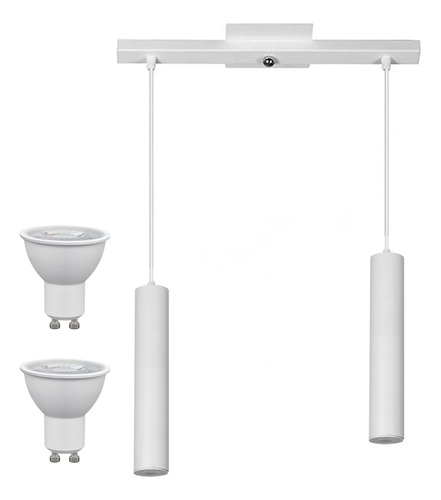 Combo 2 Lamparas Colgante Minimalista Tubo 20cm + Base + Led