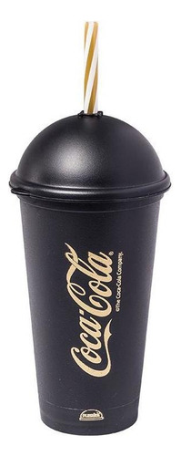 Copo Shake De Plástico 500 Ml Com Tampa E Canudo Coca Cola