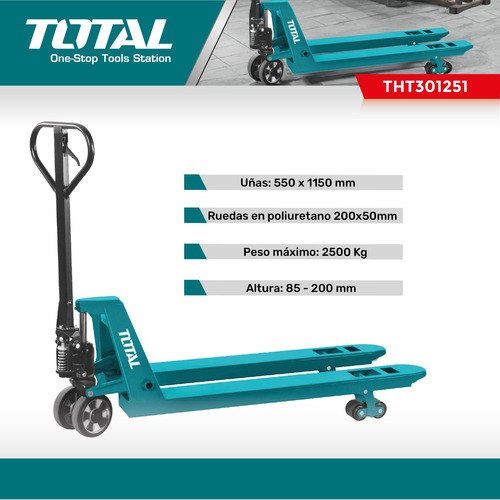 Zorra Hidráulica Manual Pallets Carga 2500kg Total