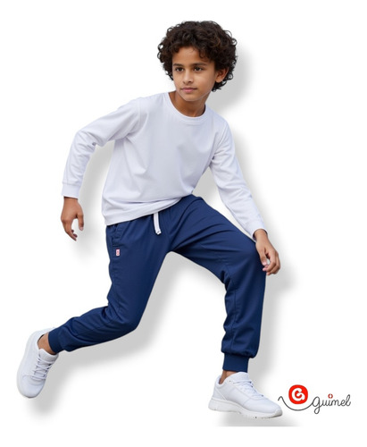 Pantalón Jogger Algodón Frisado Colegial Guimel Babucha Niño