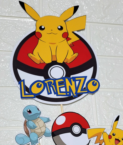 Imagen 3 de 4 de Pokemon Cake Topper Adorno Torta Personalizado Pikachu