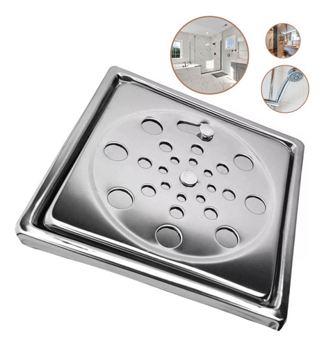 Ralo Grelha Inox Rotativo Quadrado Com Caixilho Ralo 10x10