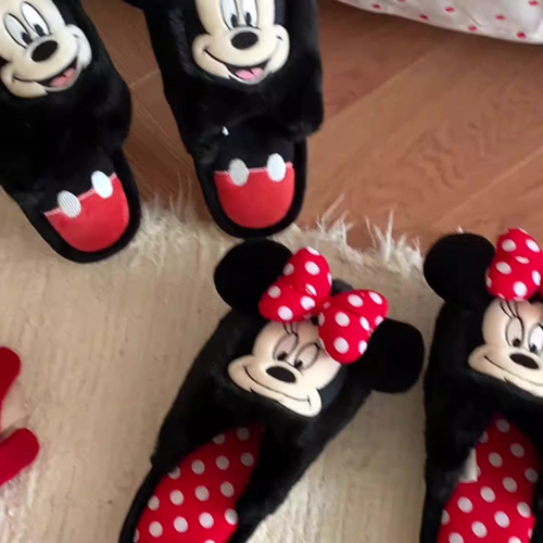 Bonitos Zapatos De Felpa De Mickey Minnie Para Parejas