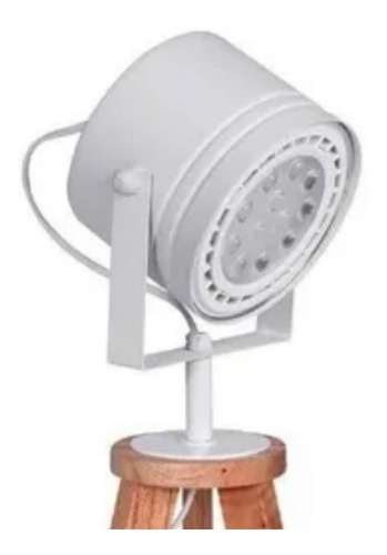 Imagen 2 de 2 de Velador Tripode Madera Paraiso Blanco Metal Ar111 Carilux