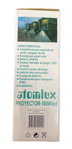 Imagen 5 de 5 de Proyector Solar Led 100w Atomlux Ip65 Ecoluz Calidad 6 Cuota