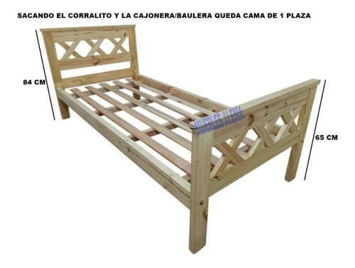 Imagen 4 de 8 de Cuna Funcional De Pino Mod Cruz