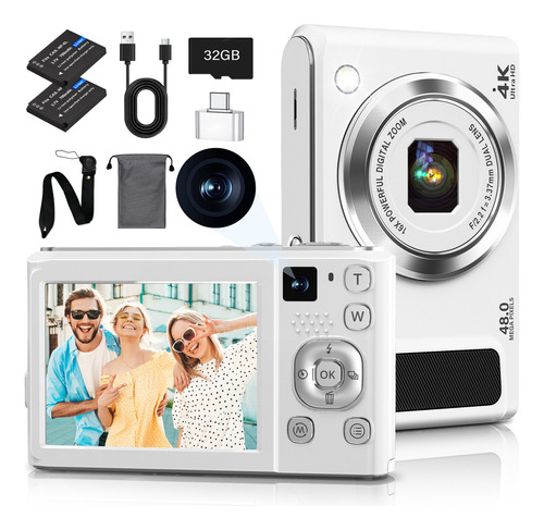 Cámara Fotográfica 4k Autofocus Video P/ Selfies Vlogs Viaje Color Blanco