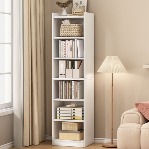 Librero Moderno Blanco 6 Capas Estrecho Repisas Corner 180cm Blanco