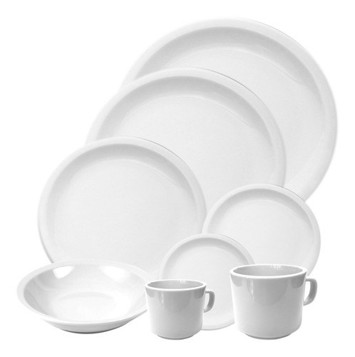 Set Platos Y Tazas 30 Piezas Porcelana Blanca Tsuji 450