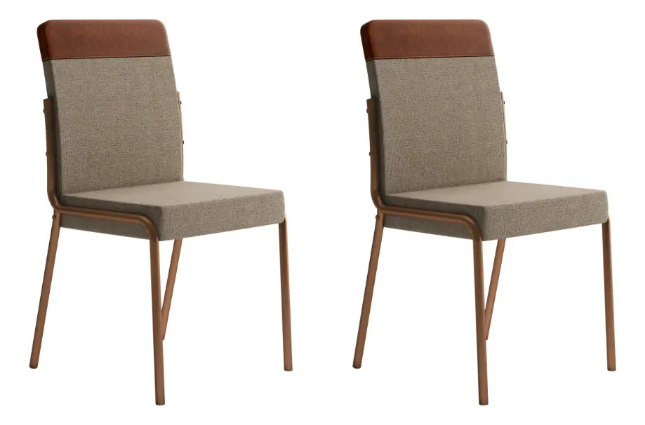 Conjunto 2 Cadeiras de Jantar Duo Carraro Rosê
