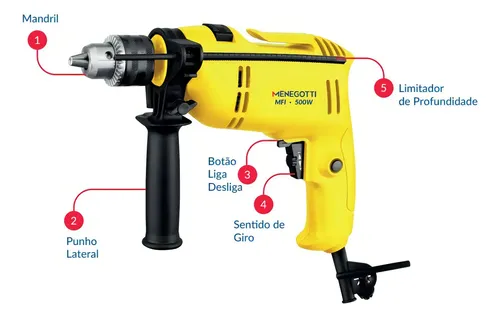 Furadeira De Impacto 1/2pol 500w - Mfi Menegotti | MercadoLivre