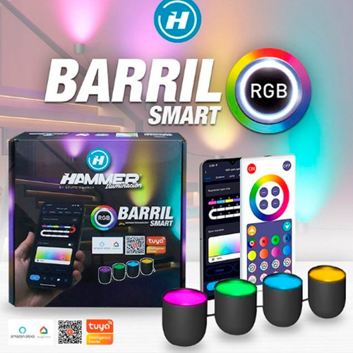 Lamparas Decorativas Hammer 24w Superficial Rgb Barril Smart