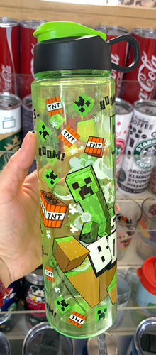 Botella Para Agua Minecraft De Plástico 650 Ml Nuevo Verde