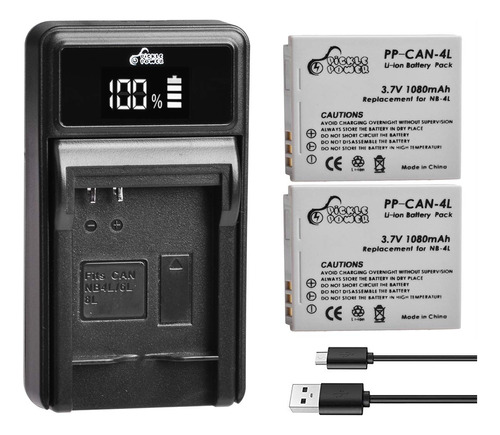 Bateria Nb 4l Cargador Pantalla Led Para Canon Powershot