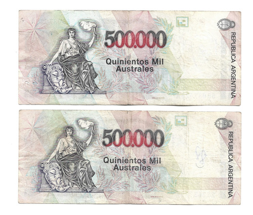 Liquido Lote 10 Billetes 500.000 Australes Serie A (Usado)