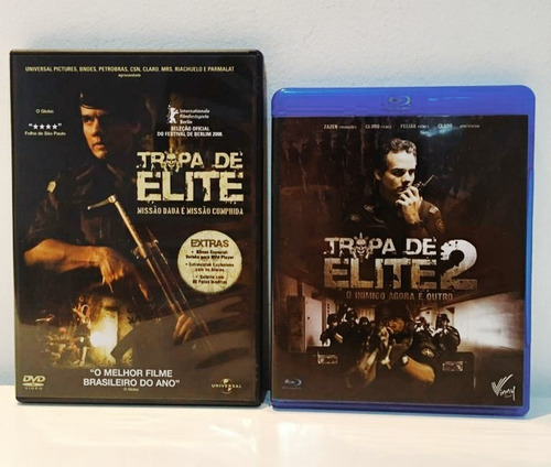 2 Filmes Tropa De Elite 1 (dvd) E Tropa De Elite 2 (blu-ray)