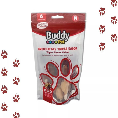 3 X Brochetas Triple Sabor Para Perros 6 Und 115g Buddy Pet