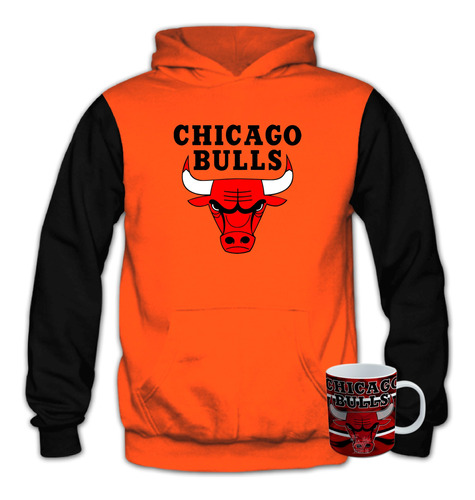 Poleron Bicolor + Taza, Chicago Bulls, Nba, Basketball, Fans, Xxxl