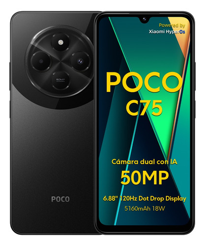 Xiaomi Pocophone Poco C75 Dual Sim, Negro, 8 Gb De Ram Y 256 Gb De Rom