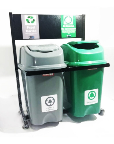 Punto Ecológico Dos Puestos 30 Litros Base Metálica