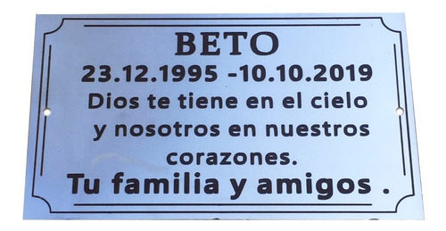 Imagen 6 de 10 de Placa Grabada En Metal Bronce, Homenaje, Recordatoria. 15x10