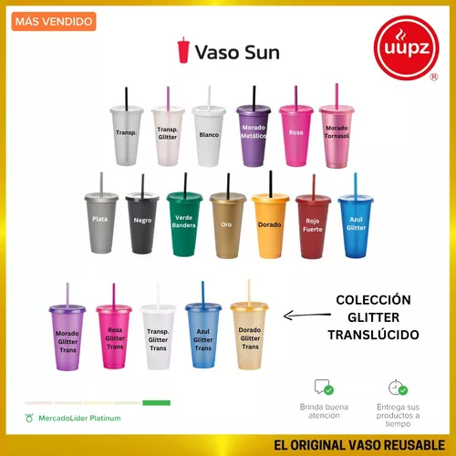 10 Vasos Reusables Con Popote Para Cafe Frio 24 Oz Color COMBINADO