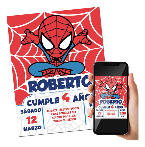 Invitacion Digital Spiderman Fiesta Infantil Cumpleaños Niño