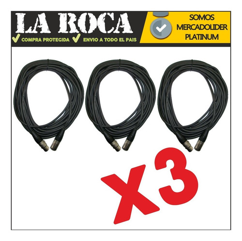 Imagen 4 de 10 de 3 Cable Xlr Dmx Canon Para Microfono Canon 6 Metros La Roca