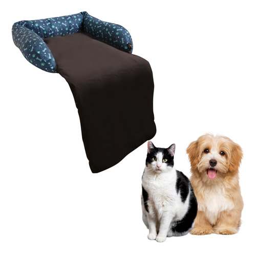 Cama Para Cachorro E Gato Protetora De Sofá Em Poliéster Cor Azul