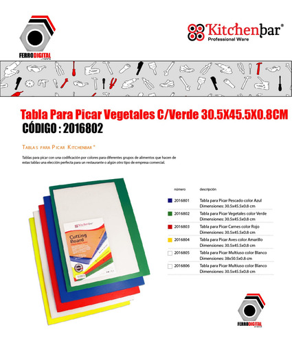 Imagen 2 de 4 de Tabla Para Picar Vegetales C/verde 30.5x45.5x0.8cm.