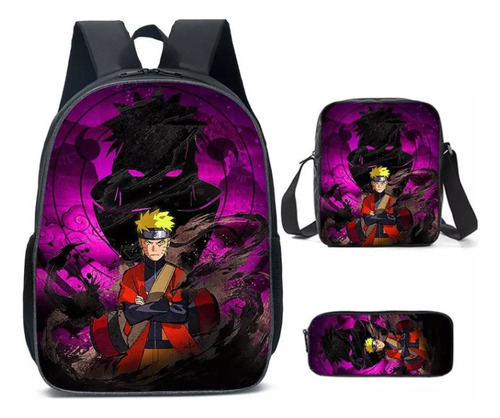 Kit Mochila C/ Carrinho+lancheira+necesario Plus Naruto