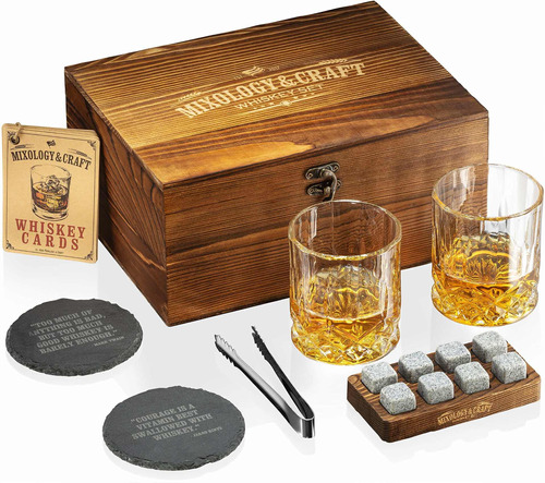 Mixology Whiskey Stones Gift Set For Men - Pack Of 2, 10 Oz