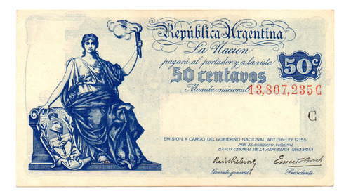 Billete 50 Centavos Del Progreso, Bottero 1801, Año 1942 Sc