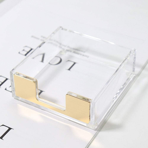 Soporte Para Bloc De Notas Adhesivo De Acrilico Dorado Tr...