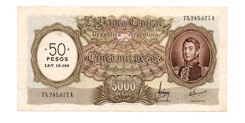 5000 Pesos Moneda Nacional Resellado A 50 Pesos Bot 2217 Ex+