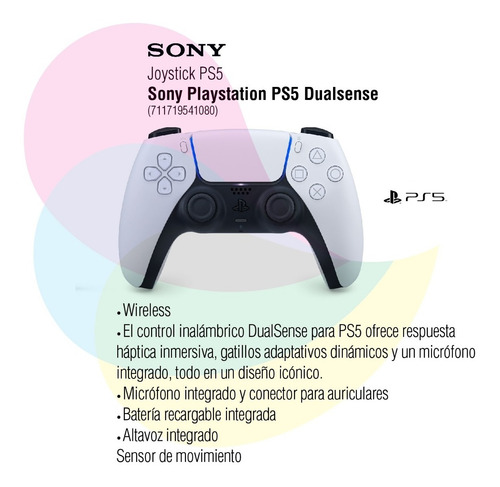 Imagen 2 de 9 de Joystick Sony Playstation Ps5 Dualsense Wireless Blanco